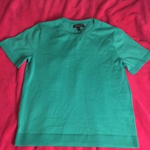 Green short sleeve merino sweater- M